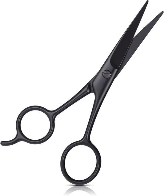 Professional Mustache and Beard Scissors, Black Small Sharp Mustache Scissors Stainless Steel Hair Trimming Scissors for Men Women Personal Care Grooming Trimming Eyebrow Facial Hair Mustache