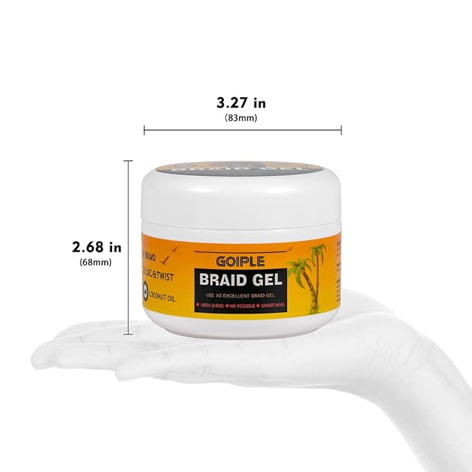 Goiple Strong Hold Braid Gel Good for Twist, Locs, Braids, Edge No Flake Extra Hold High Shine Braiding Gel & Edge Control 8.8oz with Hair Combs