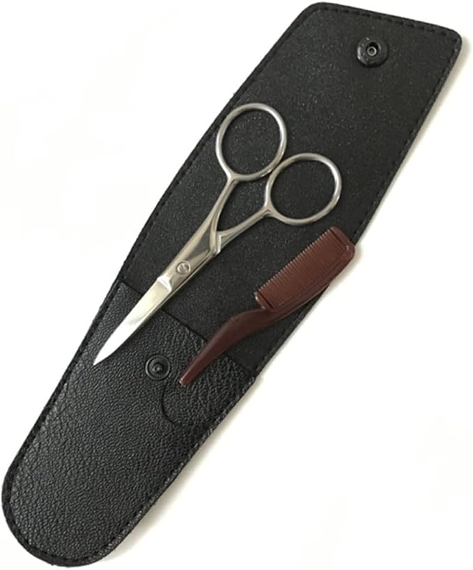 minkissy Stainless Steel Eyebrow Scissors Mustache Trimmer Set for Precise Grooming Durable Shear Cutter for Beard Eyebrow Care for Men and Professionals