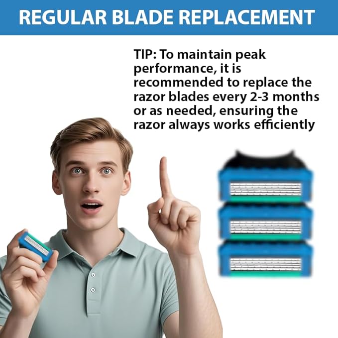 36 Blades Replacement Parts for GL-Fusion 5 Style Razors (Blue-Green), Wet Razors Men's Blades Value Packs