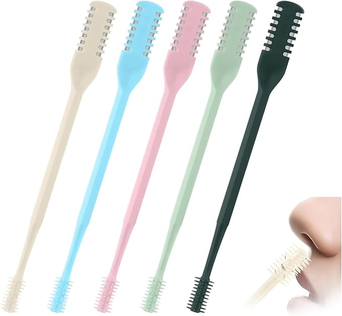 5 PCS 2025 Upgrade Manual Nasal Hair Trimmer – 360° Rotating Double-Sided Blade Nose Hair Cutter with Ear Pick, Portable Travel Essentials for Men & Women