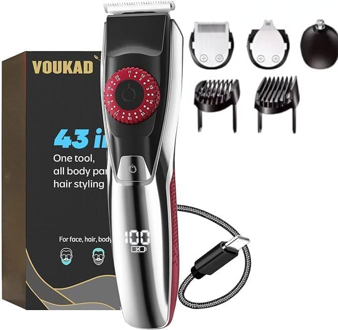 Beard Mustache Trimmer with 3 Attachments, 40 Adjustable Precisions, Waterproof, 240 Min Runtime - Personal Body Hair Trimmer for Men & Women Gift Choice