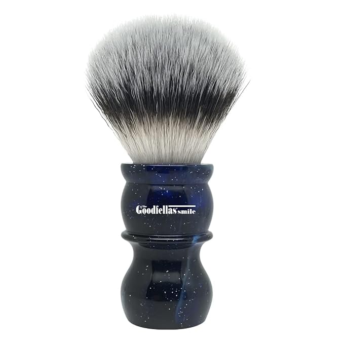 The Goodfellas Smile Synthetic Shaving Brush (Blue Galaxy), Oversized 26 mm Brush Knot for a Fabulous Lather