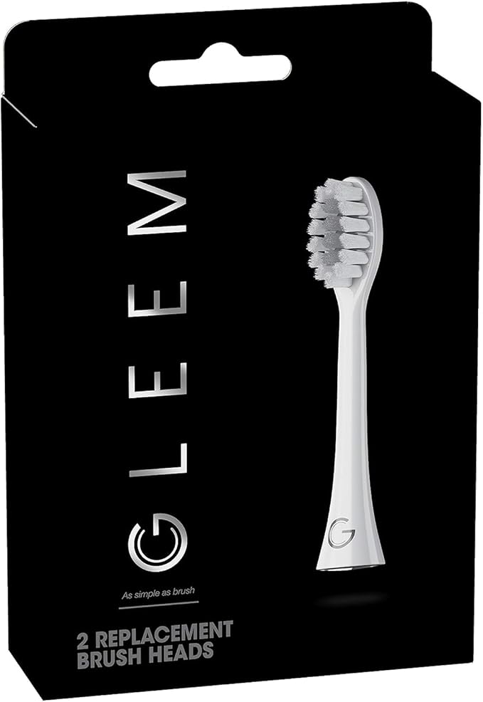 GLEEM Toothbrush Replacement Brush Heads Refill, White, 2 count