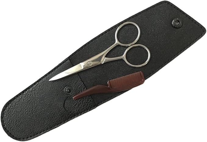 WOONEKY Beard Scissors Set Mustache Eyebrow Trimmer Hair Tools for Men Stainless Steel Scissor Kit for Barber Shops Home Use
