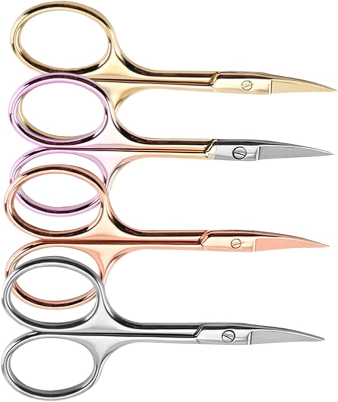 Angoily 8pcs Men Beard Scissors Mustache Scissors Barber Shop Shears Nose Hair Trimmer Precision Cutting Random Color