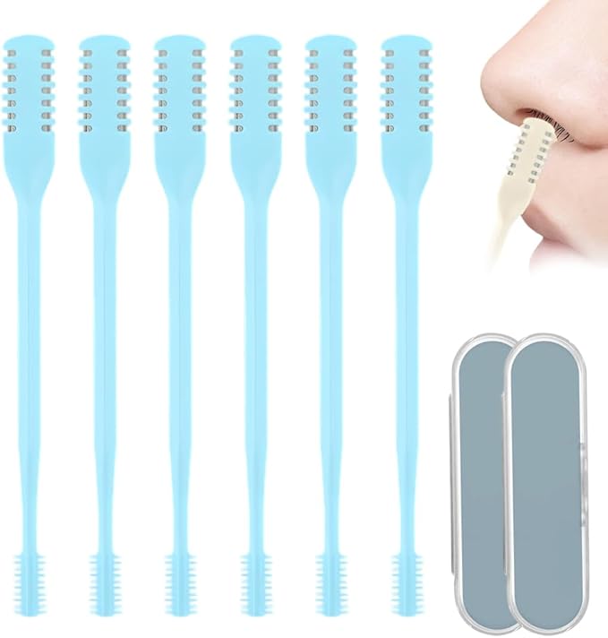 Upgraded Nasal Hair Cutter with Storage Box, 2026 2-in-1 360° Rotating Nostril Hair Removal Tool, Manual Nasal Hair Cutter, Nose Hair Trimmer Travel Essentials for Women Men (Blue - 6pcs)