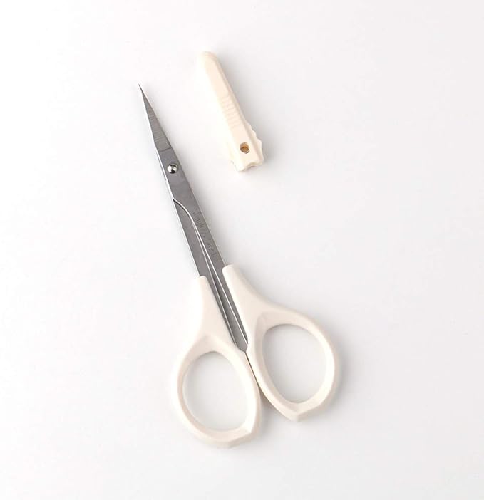 Eyebrow Scissor 4 Inch Trimming Manicure Lash Scissors for Multi-Purpose Cuticle Pedicure Beauty Grooming Kit for Nail, Eyelash, Dry Skin, Striaght Blade (White_Straight)