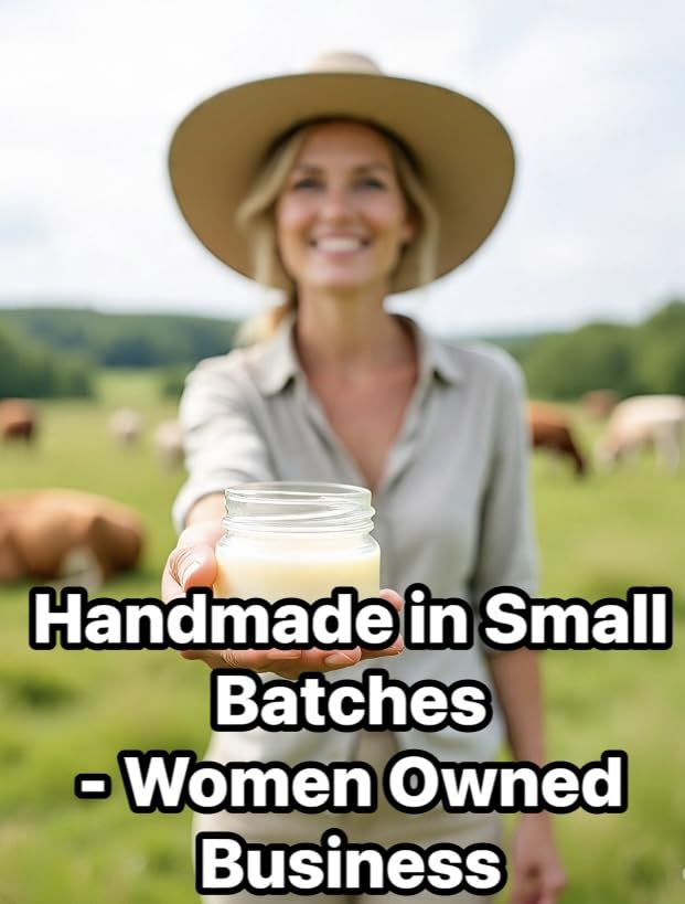 HANDMADE UNSCENTED Whipped Tallow Balm, 100% Natural Moisturizer from Grass-Fed Cows for Dry and Sensitive Skin. (2 oz, Unscented) - only one pure ingredient.