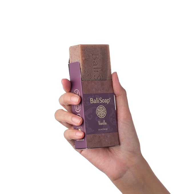 Bali Soap - Vanilla Natural Soap Bar for Men & Women - Vegan, Handmade, Exfoliating, Moisturizing Soap - 3 Pack, 3.5 Oz Each