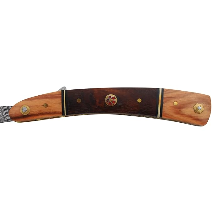 Straight Razor | Sharp High Hardness Real Damascus Steel Cutthroat Edge-Blade | Barber Razor (325)