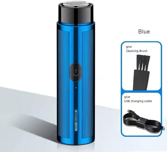 Mini Portable USB Rechargeable Electric Shaver – Compact & Waterproof Razor for Men & Women | Travel-Friendly, Precision Grooming for Face & Body | Ultra-Smooth Dry Shave | USB Charging - Blue