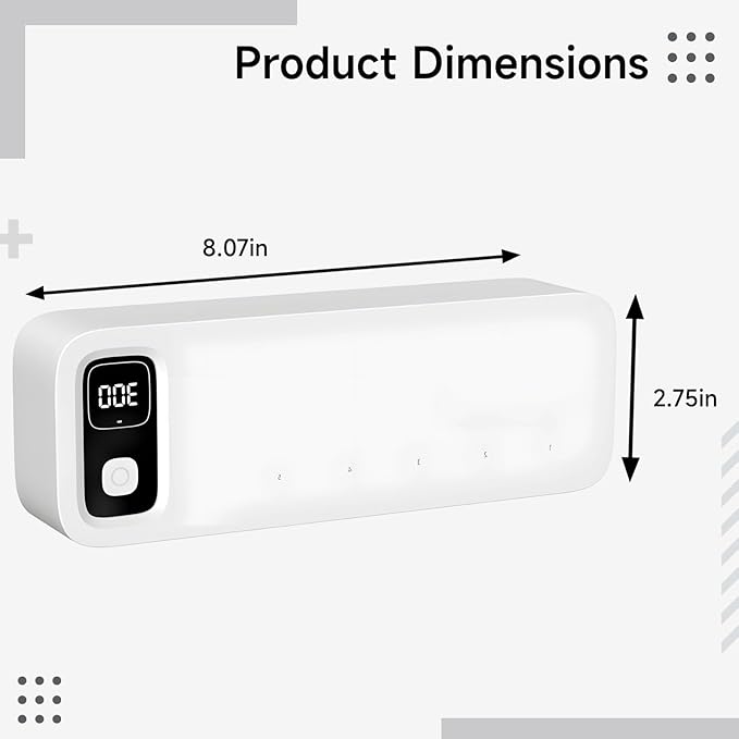 5-Slot Toothbrush Sterilizer, Sunshine-C Wall Mount Bathroom Sanitizer With Digital Display, Rechargeable 2000Mah Battery