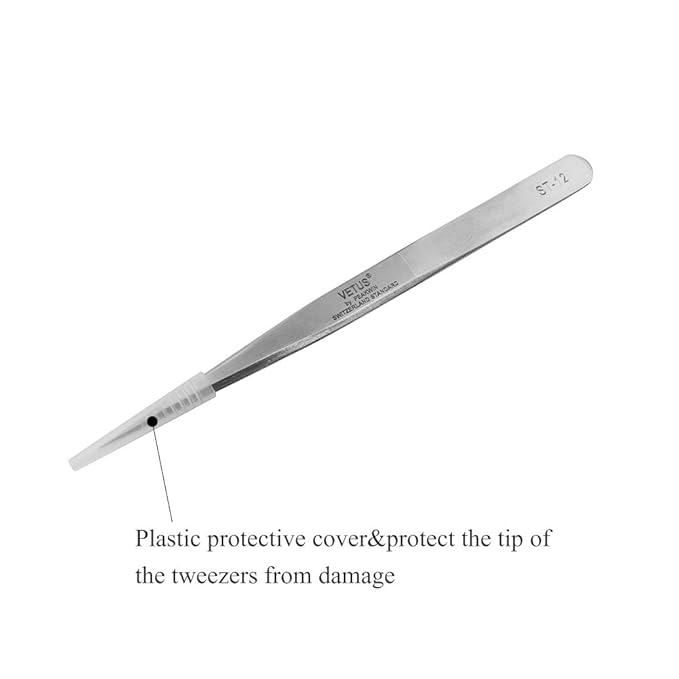 LASHVIEW Lash Tweezer, Vetus Straight Pointed Eyelash Tweezers for Profissional Grafting Eyelash Extension, Stainless Steel Needle Nose Tweezers for Lash Extension Stickers Precision Electronics, ST12