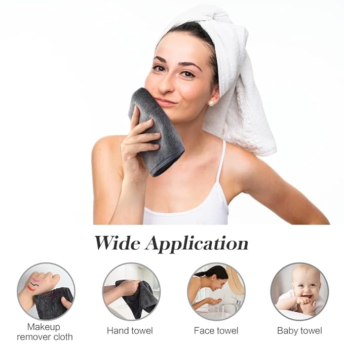 SINLAND Absorbent Coral Velvet Washcloth Ultra Soft Microfiber Face Towels 12 x 12 inch Multi-Purpose Face Cloths for Household and Sport