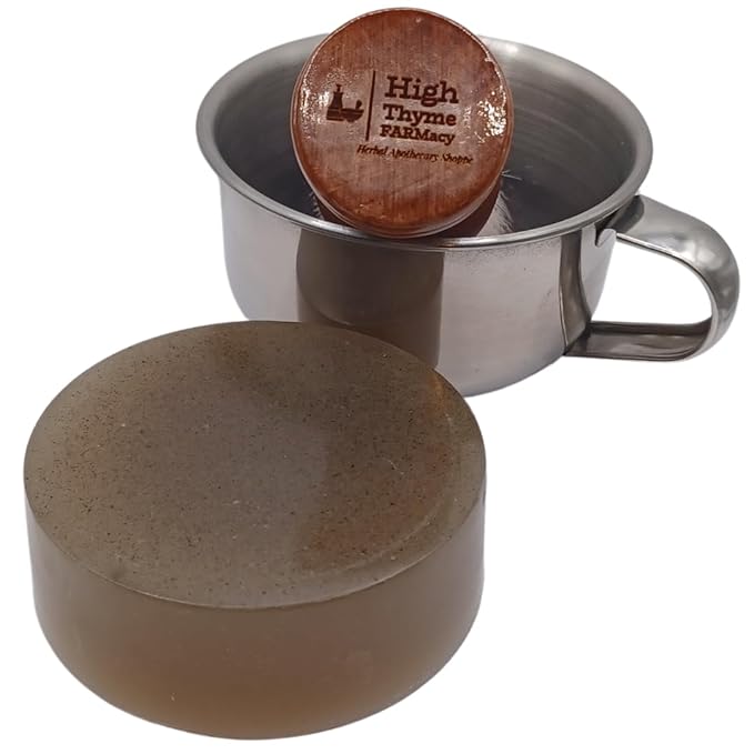 Unscented Shaving Soap Puck – 4 oz Fragrance-Free Wet Shave Soap with Bentonite Clay – 3” Hard Shave Soap in Metal Tin