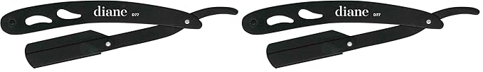 Diane Professional Straight Edge Shaving Razor, Black, 0.15 lb (Pack of 2)