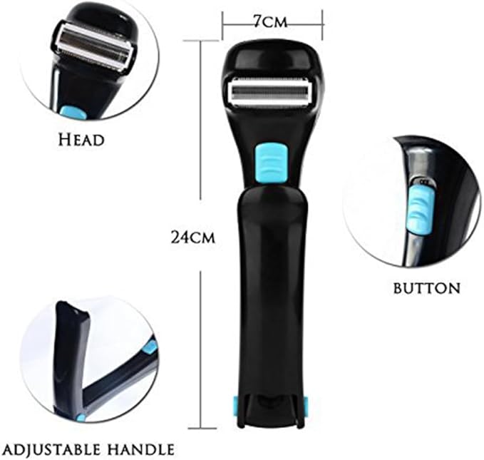 Hemoton Electric Back Shaver for Men Body Grooming Battery Operated DIY Hair Removal Razor with Ergonomic Design for Smooth Back Hair Trimming