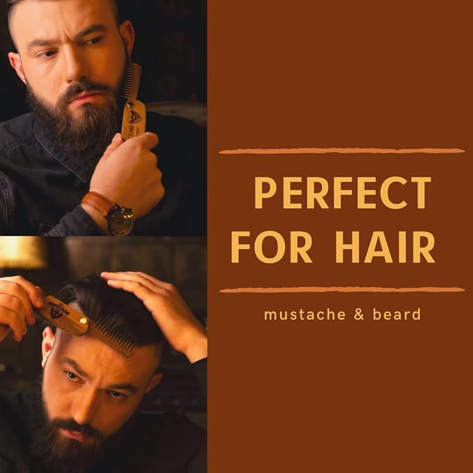 Beard Comb Personalized Gifts Anniversary Gift Wooden Brush Custom Comb Groomsmen Gift Hair Brush Pocket Brush Birthday Gift for Boyfriend (Walnut, The Bearded Man)