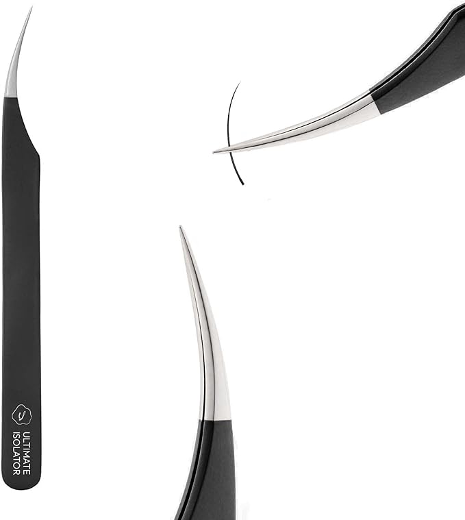 Eyesy Lash Ultimate Isolator Lash Tweezer | Professional Volume False Lash Application Tool | Multi Shapes & Purposes Tweezers | Non-Slip Grip Tweezers (Black)
