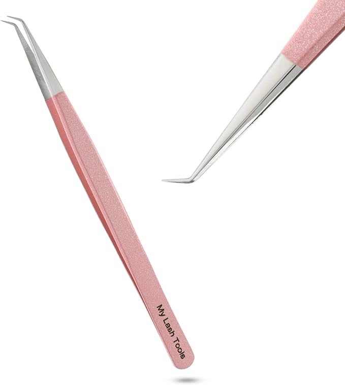Isolation Lash Tweezers for Eyelash Extensions – 14cm Curved Tweezer, Japanese Stainless Steel, Best for Individual Isolation & Classic Lashes, Eyelash Twisers (Blush Pink)