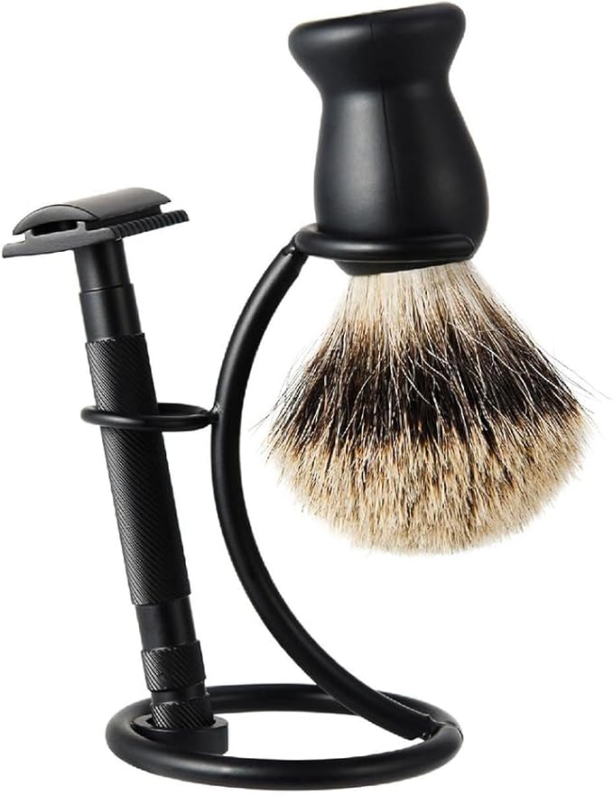 Shaving Razor and Brush Stand, Shave Brush Holder for Safety Razor Storage Holder (Gold)