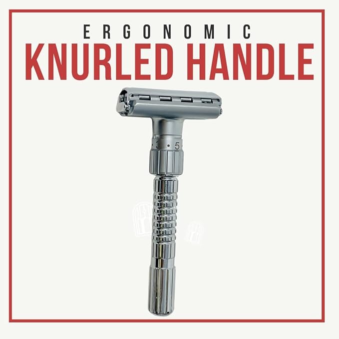 GENTS Men’s Classic Chrome Adjustable Butterfly Open Double Edge Safety Razor, Smooth Shave with 20 Premium Sharp Blades