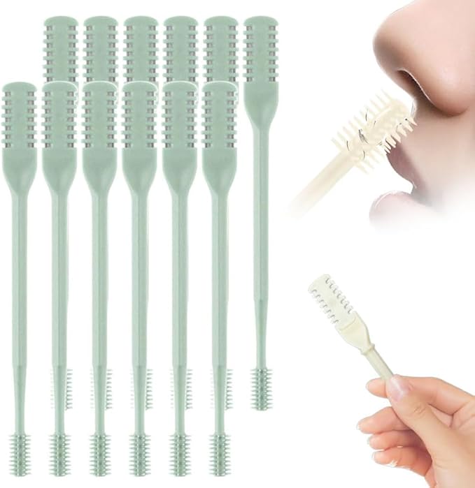 2-in-1 Nasal Hair Cutter, Dual Head Nasal Hair Trimmer, 360° Rotation Nose Hair Cutter, Pain-Free Nostril Hair Remover, Easy to Clean Grooming Tool for Women Men (Green, 12pcs)