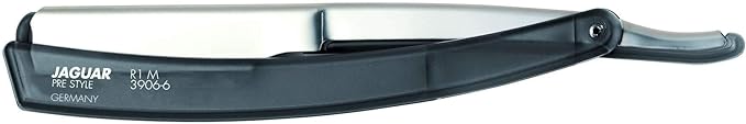 Jaguar Prestyle R1M Straight Edge Razor, Foldable Barber Razor for Men, Professional Shaving Razor with Replaceable Blade, Made in Germany, Black