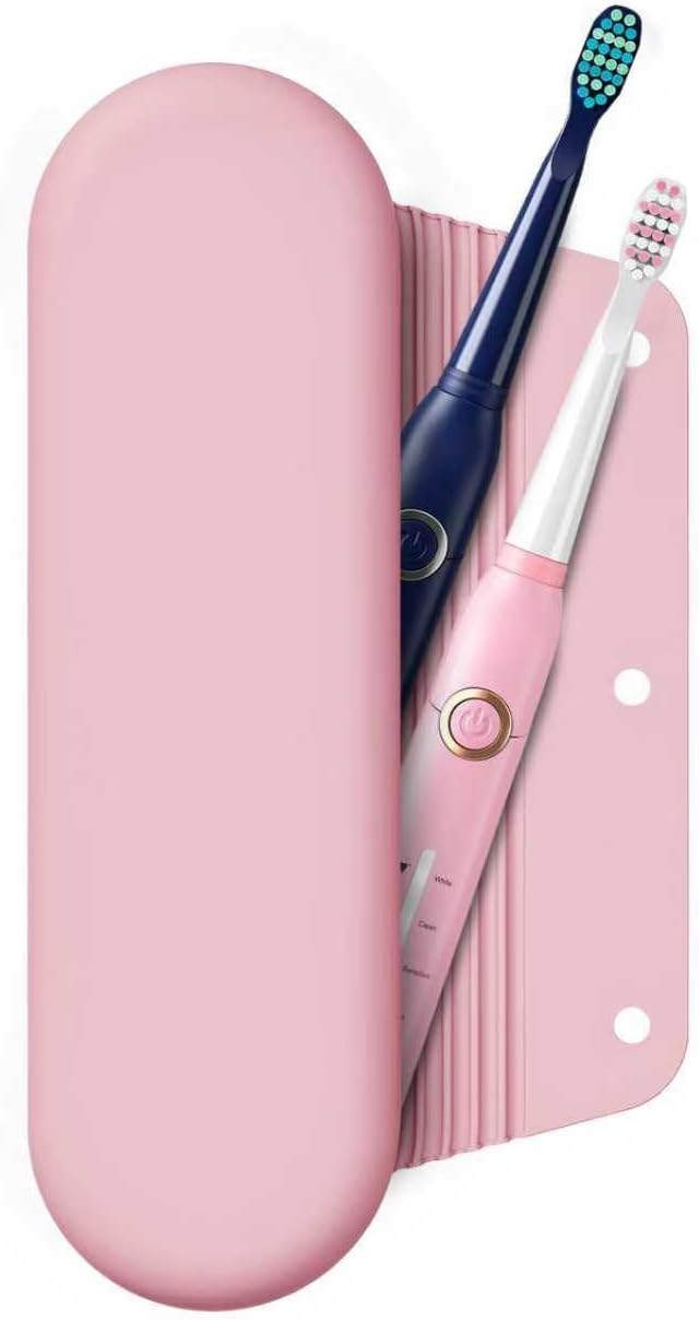 Silicone Electric Toothbrush Travel Case, Manual Toothbrush Travel Cover for Men and Women,Toothbrush Holder for Travel,Gym and More, Fits Most Manual and Electric Toothbrushes - Pink