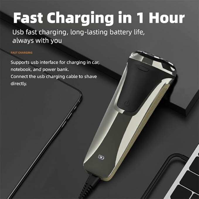 Electric Razor for Men - 4D Rotary Shaver with Pop-up Trimmer, IPX6 Waterproof Wet & Dry Mens Face Shaver, 1-Hour Fast Charge, LED Display, Cordless Grooming Kit for Travel & Home