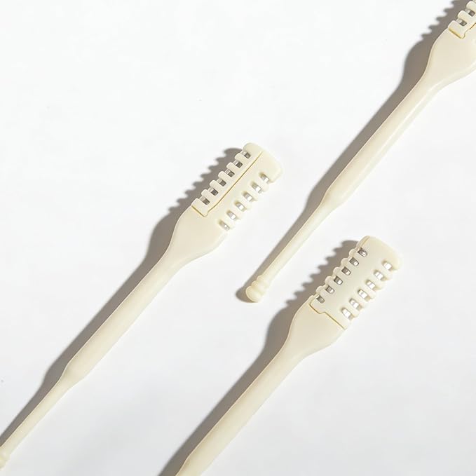 360°Manual Nose Hair Trimmer, Dual-Blade Manual Trimmer for Women Men Double Sided Nose Hairs Remover Tool (Beige,12 PCS)