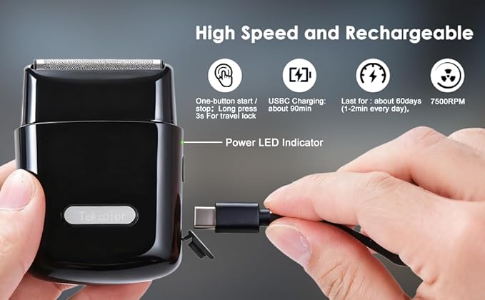 Men's 2-in-1 Rechargeable Foil Shaver & Hair Clipper, Beard & Sideburn Grooming Trimmer, 3 Floating Blades Electric Razor, 7200RPM High-Speed Motor, IPX7 Waterproof, Travel-Friendly