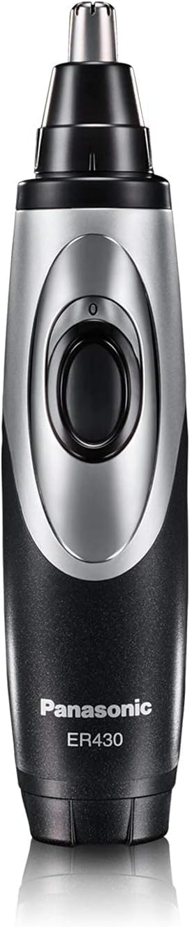 Panasonic Shaver ER430K Nose, Ear and Facial Hair Trimmer Wet/Dry with Vacuum Cleaning System with BluebirdSales Travel Case, Cleaning Cloth and 4 AA Battery Pack
