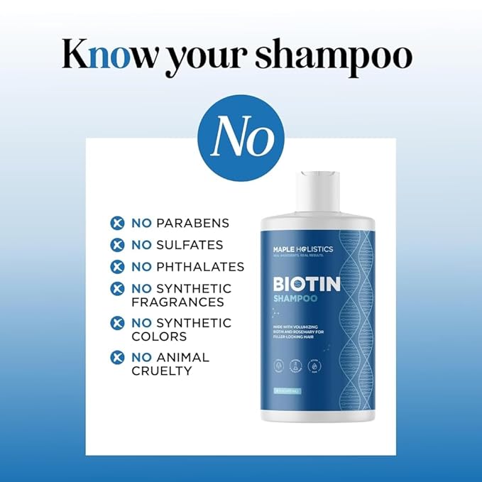 Rosemary and Biotin Shampoo for Thinning Hair - Vegan Volumizing Shampoo for Fine Hair with B Vitamins Argan Oil & Tea Tree Essential Oil - Paraben Silicone and Sulfate Free Vegan Formula (16 Fl Oz)