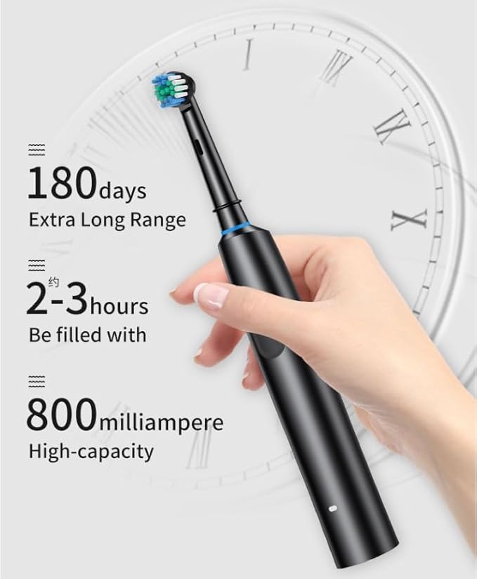 Magnetic Suspension Rotating Electric Toothbrush, 5 Modes Waterproof Sonic Cleaning, 8 Brush Heads and Storage Case for Traveling, Camping, Riding (White)