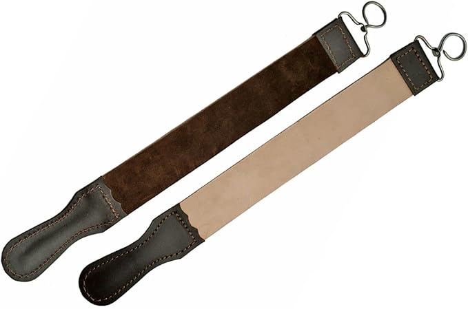 Stainless Steel & Wood Handle Razor with STROP Set