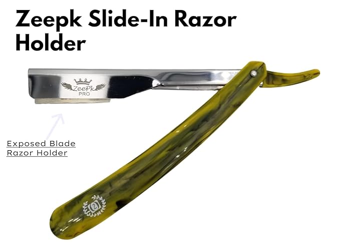 Shaving Razor Expose/Exposed Blade – Zeepk Navaja para Principiantes con 10 Blades – Barber Straight Razor para Hombre con Mango Ergonómico – Kit de Afeitado Básico