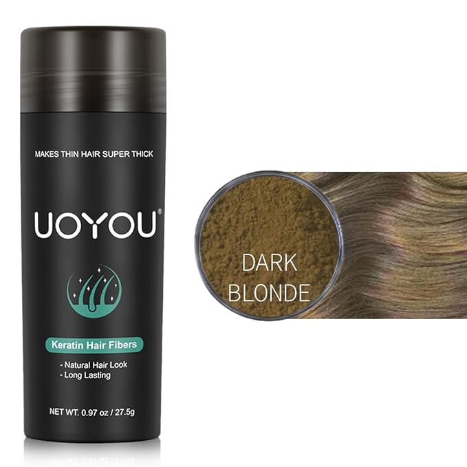 Hair Fibers DARK BLONDE for Thinning Hair 27.5g Bottle | Undetectable & Natural Keratin Hair Fibers Concealer for Hair Loss for Men and Women | Hair Building Fibres Powder [DARK BLONDE]