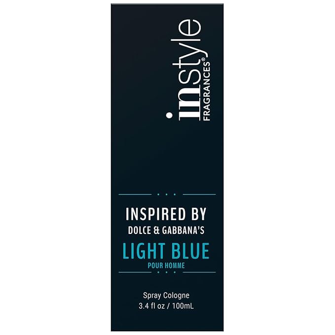 Instyle Fragrances, Inspired by D&G’s Ligh.t Blue Pour Ho.mme, Men’s Eau de Toilette, CLEAN, Vegan, Paraben-Free, Phthalate-Free, Never Tested on Animals, 3.4 Fluid Ounces