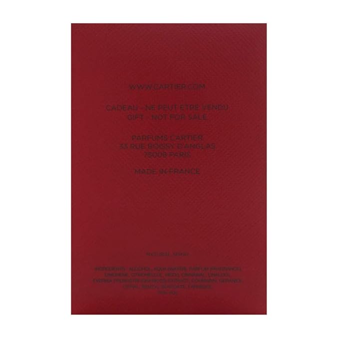 Cartier Eau De Toilette Spray For Men, 0.42 Ounce