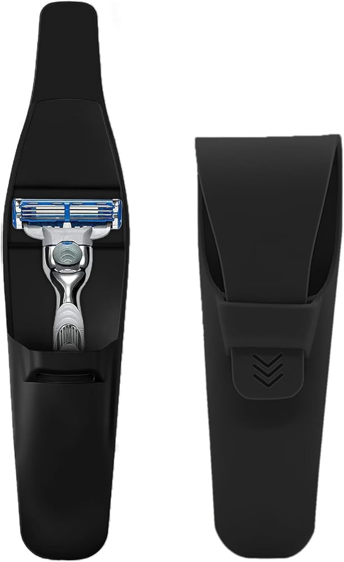 LinMei Silicone Razor Travel Case, Blue+Black, Compatible with Gillette, Parker, Merkur Razor (Black 2pcs)