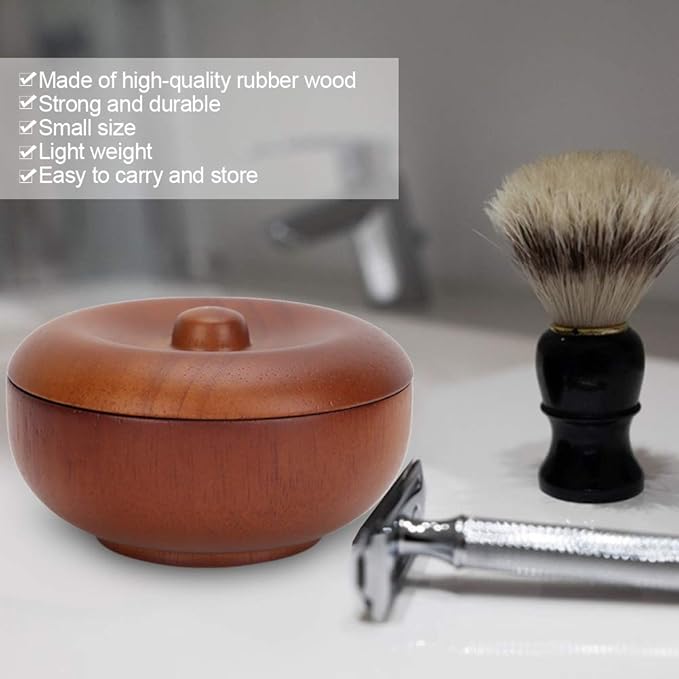 Wooden Shaving Brush Bowl Barber Tool for Organizing Shaving Accessories, Made of Durably Rubber Wood, Lightweight and to, Ideal for Creating Rich
