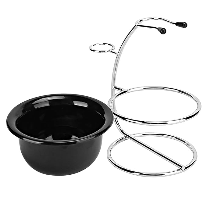 Shaving Stand Holders Foaming Soap Bowl, Double Metal DesignShave razors Stand Soap Bowl Mug Set Beard Shaving Tool Set for Razors Brush