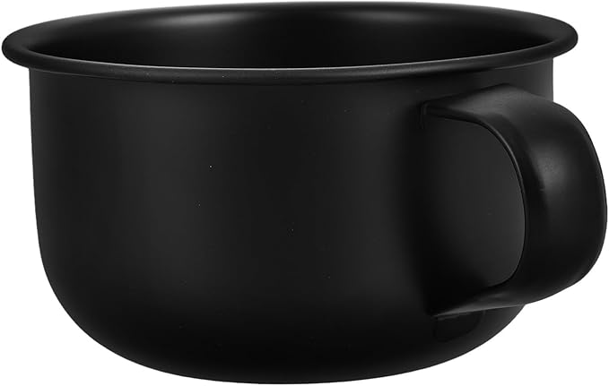 Veemoon Men’s Shaving Soap Bowl with Handle Black Alloy Shave Cream Cup Metal Shaving Mug for Foam Lather Grooming Accessory