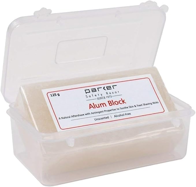 Parker Large Alum Block with Travel Case (125 g./4.4 oz.) - A Natural Aftershave with Antiseptic Properties - an Essential Item for Every Wet Shaver