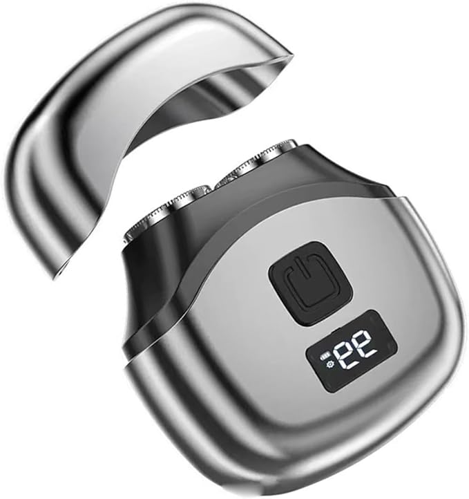 Travel Electric Shaver Compact, Mini Rotary Razor with Double Foil, Washable Head, Type-C Fast Charging, LED Screen