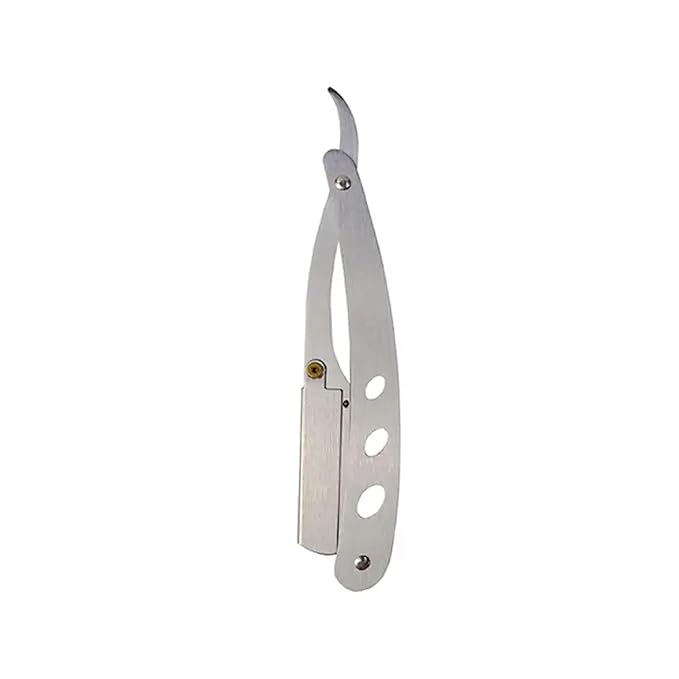 Straight Edge Barber Razor for Close Shaving - Professional Straight Blade Razor for Men (Silver)
