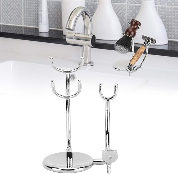 Manual Shaver, Curved Shaving Razor And Brush Stand, Metal Plating Classic Shaving Knife Stand Safety Soap Bowl Manual Razor Stand, Multifunctional Metal Jewelry Necklace Bracelet Storage Rack