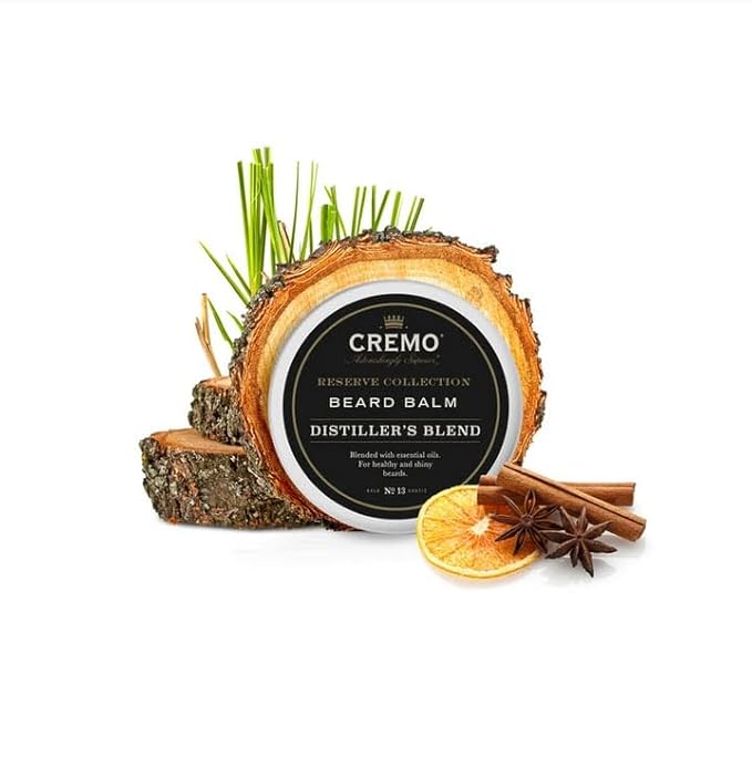 Cremo Styling Beard Balm, Distiller's Blend (Reserve Collection), Nourishes, Shapes And Moisturizes All Lengths Of Facial Hair, 2 Ounce